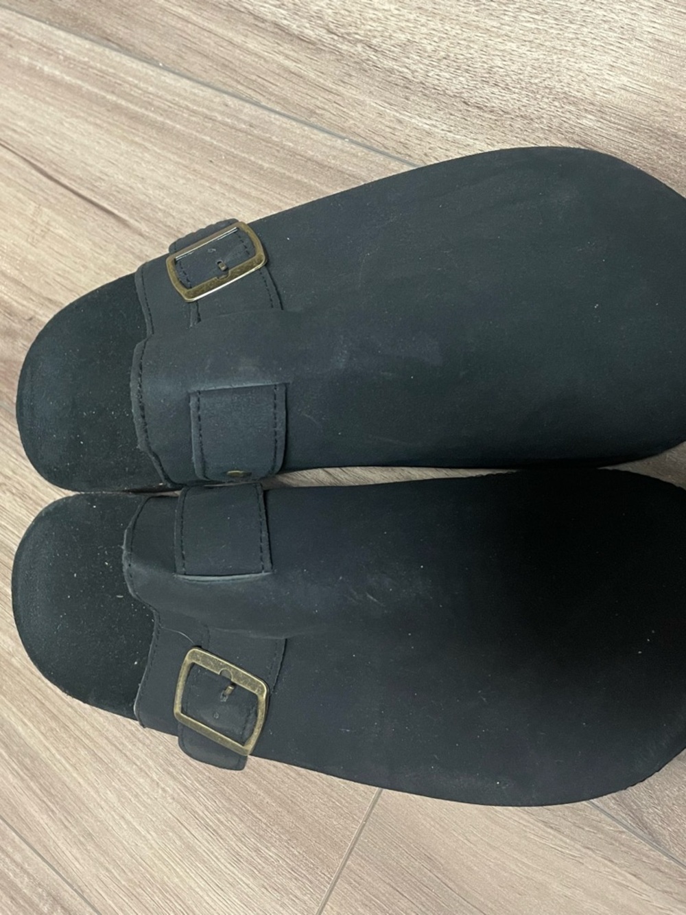 Black slip on mules